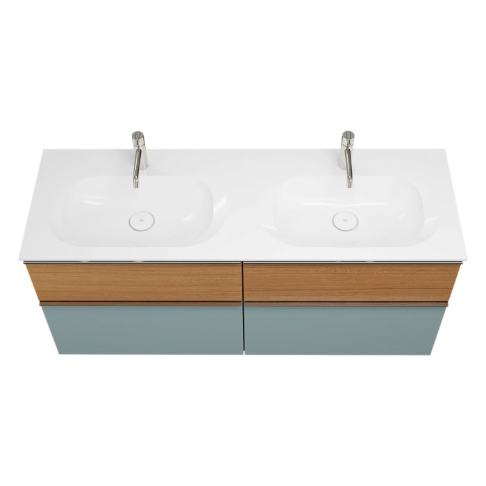 burgbad Fiumo Mineralguss-Doppelwaschtisch mit Unterschrank 142 cm, mit Griff G0146