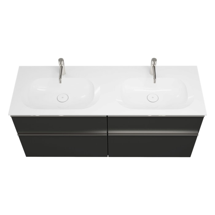 burgbad Fiumo Mineralguss-Doppelwaschtisch mit Unterschrank 142 cm, mit Griff G0146