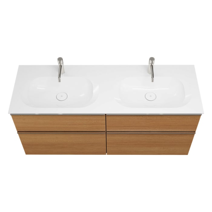 burgbad Fiumo Mineralguss-Doppelwaschtisch mit Unterschrank 142 cm, mit Griff G0146