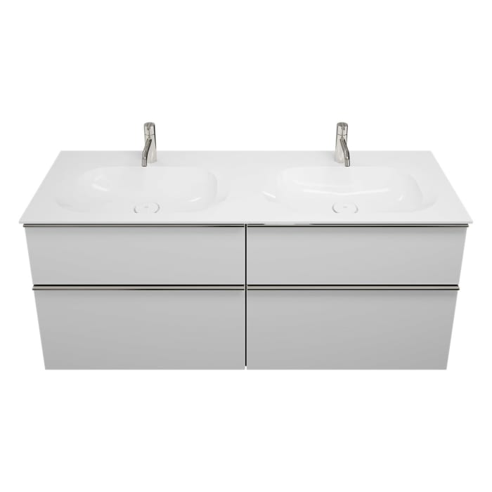 burgbad Fiumo Mineralguss-Doppelwaschtisch mit Unterschrank 142 cm, mit Griff G0146