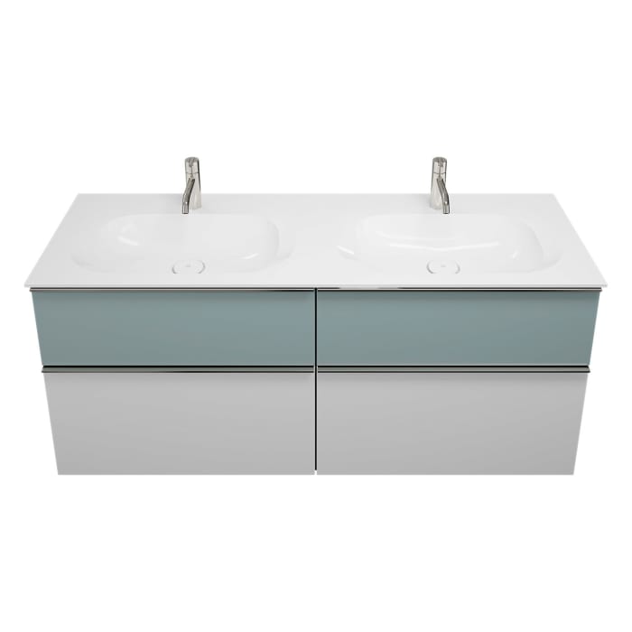 burgbad Fiumo Mineralguss-Doppelwaschtisch mit Unterschrank 142 cm, mit Griff G0146