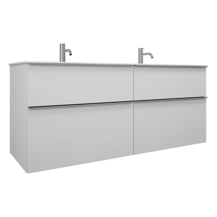 burgbad Fiumo Mineralguss-Doppelwaschtisch mit Unterschrank 142 cm, mit Griff G0146
