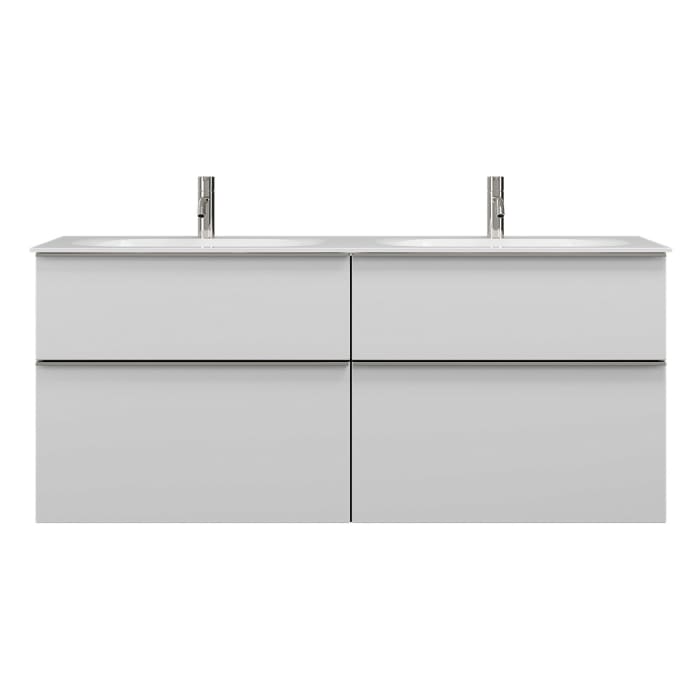 burgbad Fiumo Mineralguss-Doppelwaschtisch mit Unterschrank 142 cm, mit Griff G0146