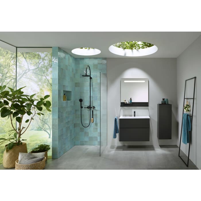 burgbad Fiumo Mineralguss-Waschtisch mit Unterschrank 82 cm, mit Griff G0200