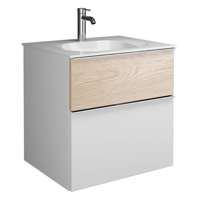 burgbad Fiumo Mineralguss-Waschtisch mit Unterschrank 62 cm, mit Griff G0146