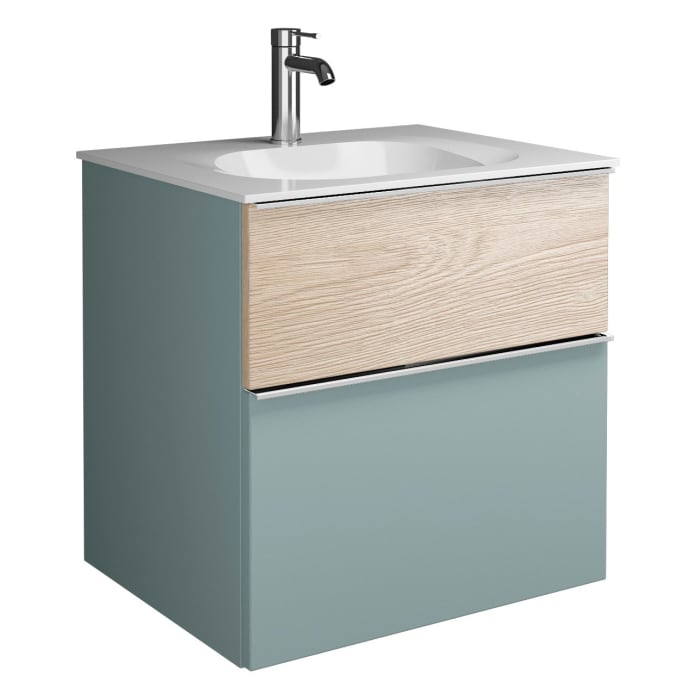 burgbad Fiumo Mineralguss-Waschtisch mit Unterschrank 62 cm, mit Griff G0146