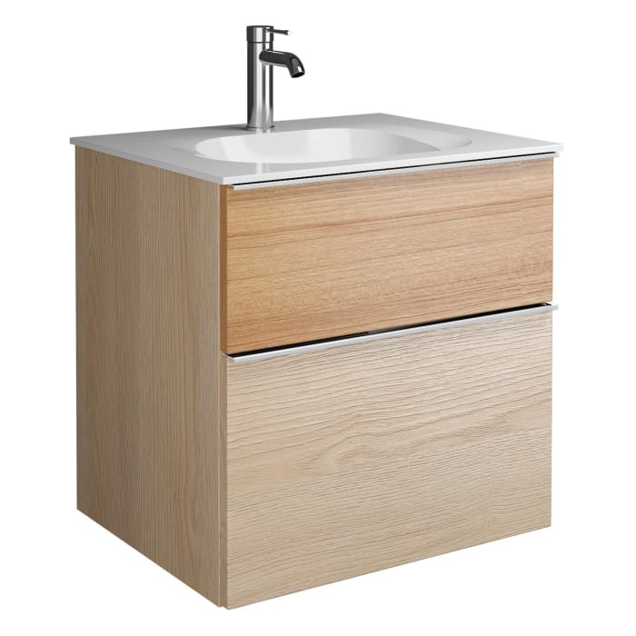 burgbad Fiumo Mineralguss-Waschtisch mit Unterschrank 62 cm, mit Griff G0146