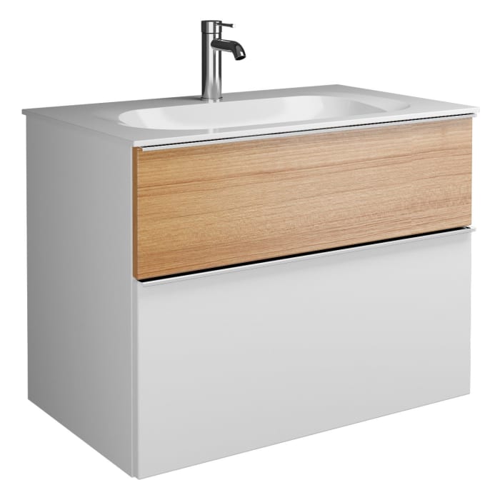 burgbad Fiumo Mineralguss-Waschtisch mit Unterschrank 82 cm, mit Griff G0146