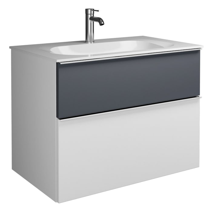 burgbad Fiumo Mineralguss-Waschtisch mit Unterschrank 82 cm, mit Griff G0146