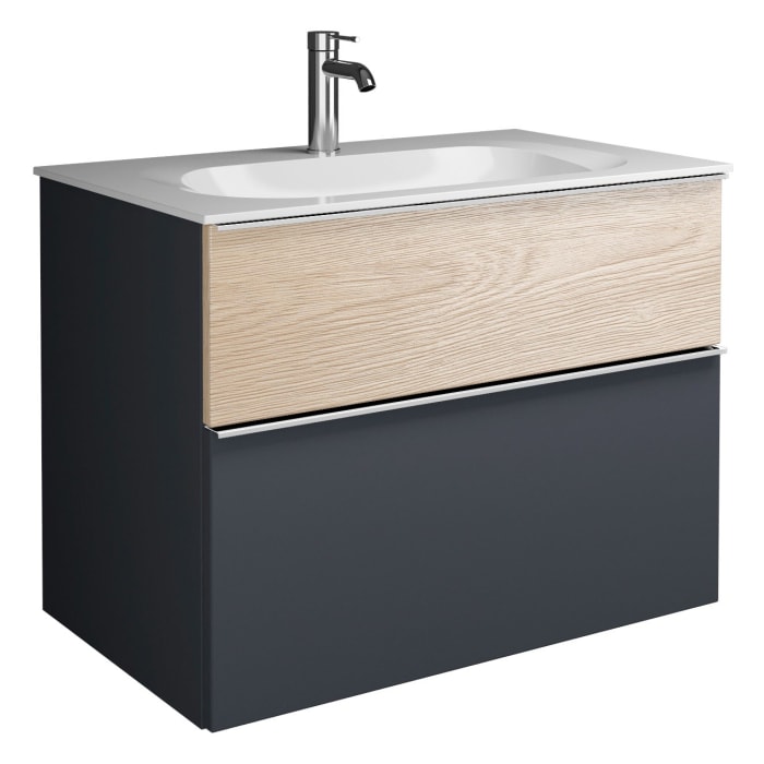 burgbad Fiumo Mineralguss-Waschtisch mit Unterschrank 82 cm, mit Griff G0146