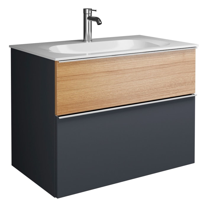 burgbad Fiumo Mineralguss-Waschtisch mit Unterschrank 82 cm, mit Griff G0146