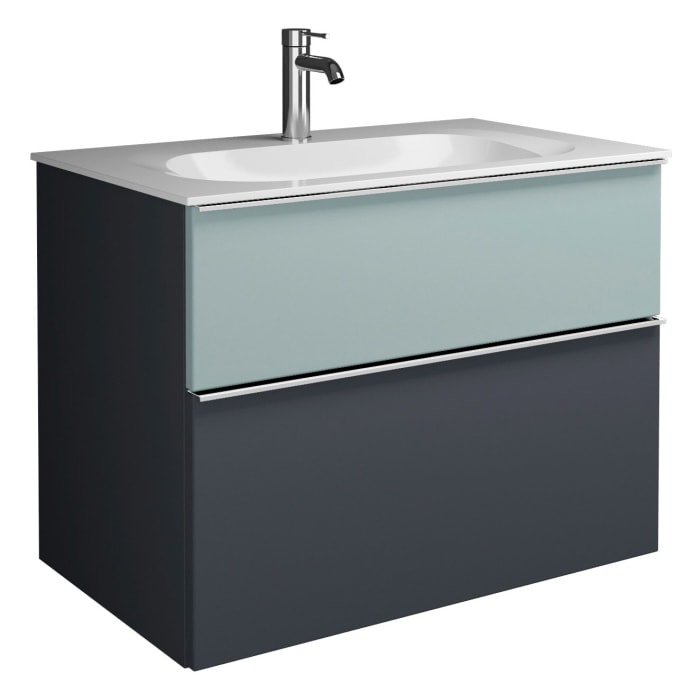 burgbad Fiumo Mineralguss-Waschtisch mit Unterschrank 82 cm, mit Griff G0146