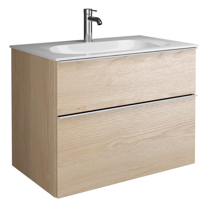 burgbad Fiumo Mineralguss-Waschtisch mit Unterschrank 82 cm, mit Griff G0146