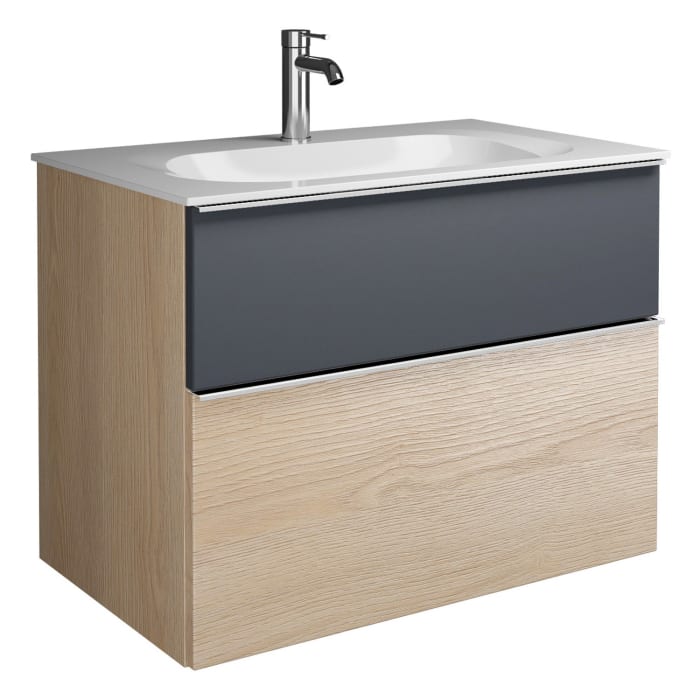 burgbad Fiumo Mineralguss-Waschtisch mit Unterschrank 82 cm, mit Griff G0146