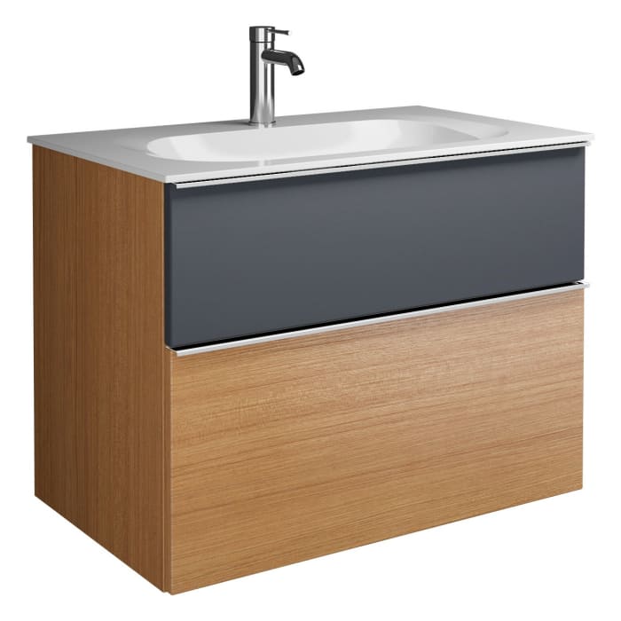 burgbad Fiumo Mineralguss-Waschtisch mit Unterschrank 82 cm, mit Griff G0146