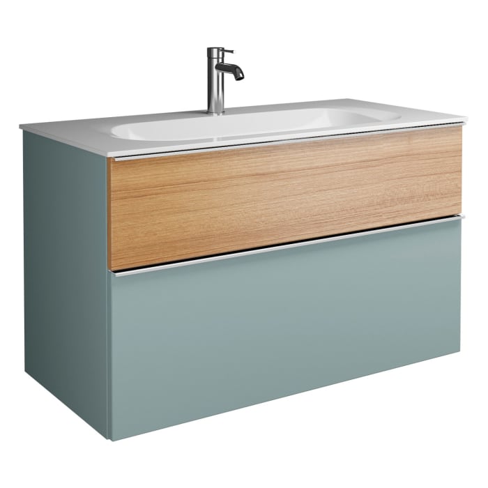 burgbad Fiumo Mineralguss-Waschtisch mit Unterschrank 102 cm, mit Griff G0146