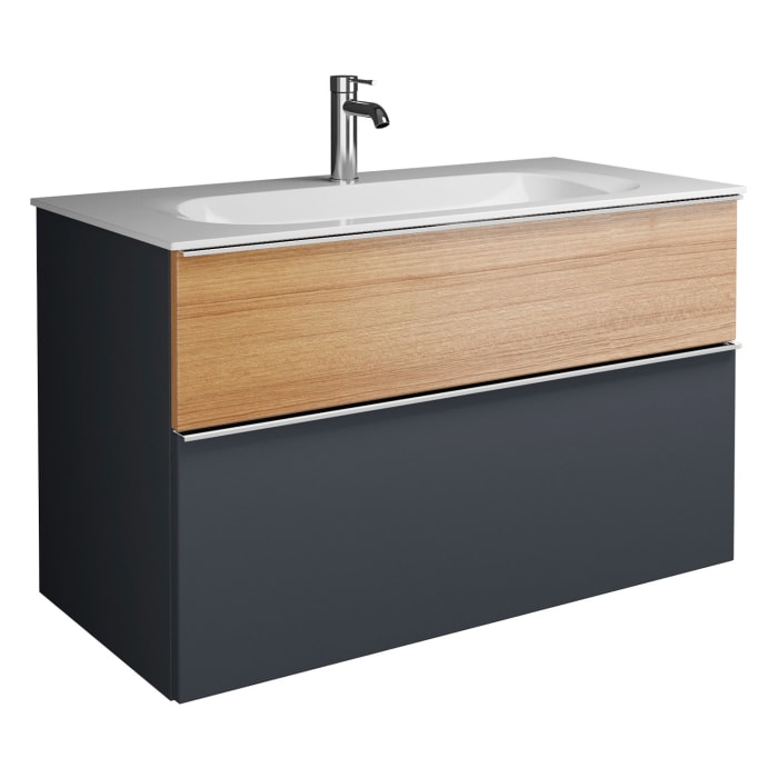 burgbad Fiumo Mineralguss-Waschtisch mit Unterschrank 102 cm, mit Griff G0146