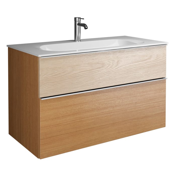 burgbad Fiumo Mineralguss-Waschtisch mit Unterschrank 102 cm, mit Griff G0146