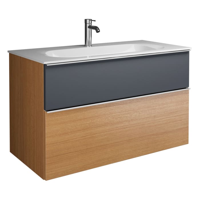 burgbad Fiumo Mineralguss-Waschtisch mit Unterschrank 102 cm, mit Griff G0146