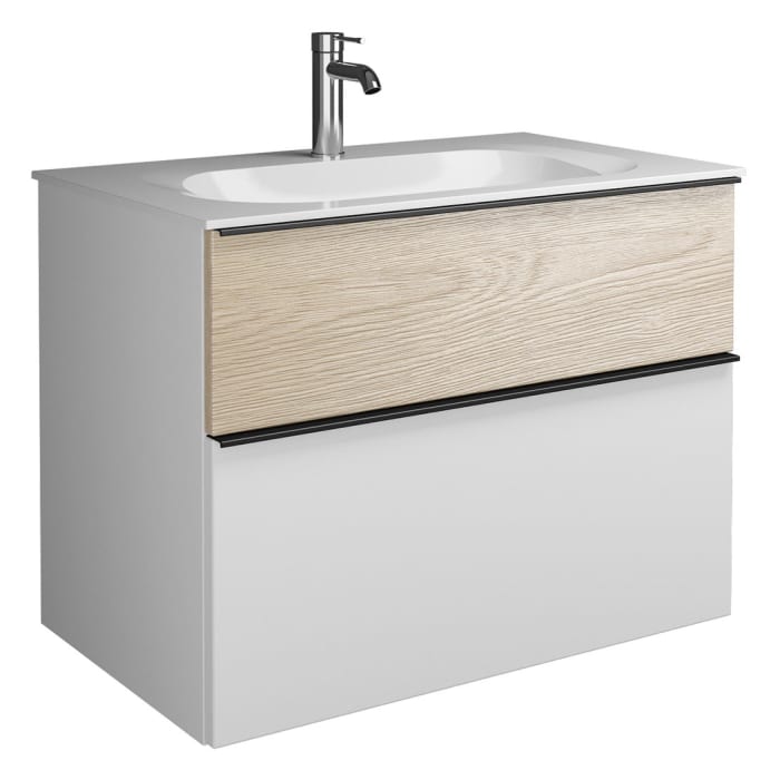 burgbad Fiumo Mineralguss-Waschtisch mit Unterschrank 82 cm, mit Griff G0200