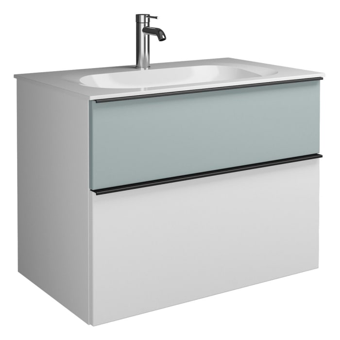 burgbad Fiumo Mineralguss-Waschtisch mit Unterschrank 82 cm, mit Griff G0200