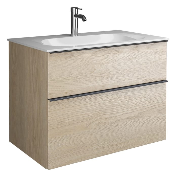 burgbad Fiumo Mineralguss-Waschtisch mit Unterschrank 82 cm, mit Griff G0200