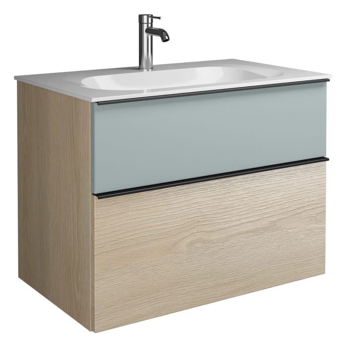 burgbad Fiumo Mineralguss-Waschtisch mit Unterschrank 82 cm, mit Griff G0200