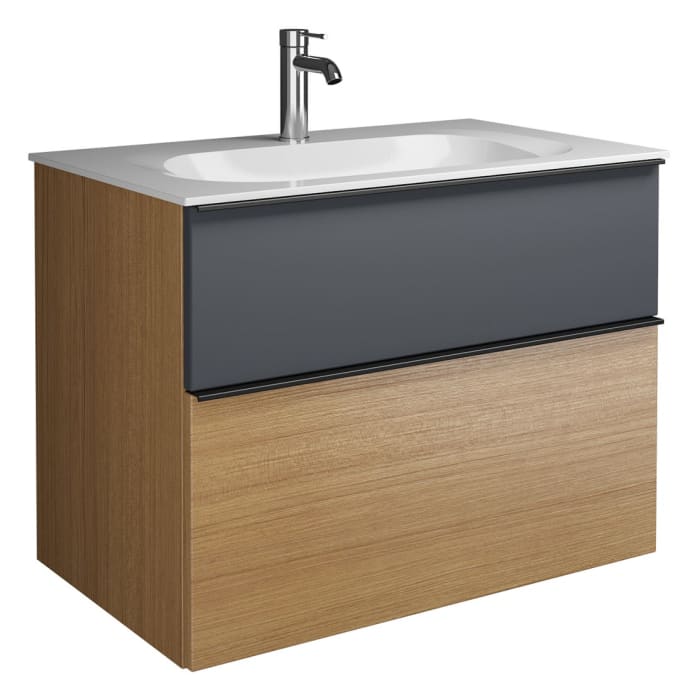 burgbad Fiumo Mineralguss-Waschtisch mit Unterschrank 82 cm, mit Griff G0200