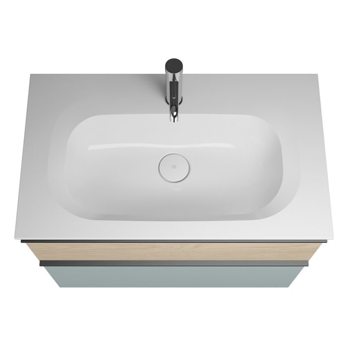 burgbad Fiumo Mineralguss-Waschtisch mit Unterschrank 82 cm, mit Griff G0200