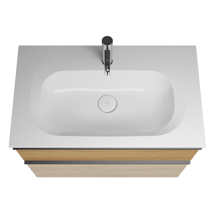 burgbad Fiumo Mineralguss-Waschtisch mit Unterschrank 82 cm, mit Griff G0200