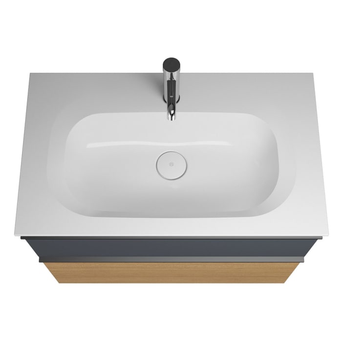 burgbad Fiumo Mineralguss-Waschtisch mit Unterschrank 82 cm, mit Griff G0200