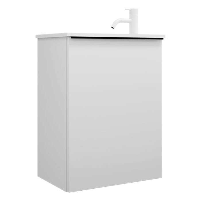 burgbad Fiumo Mineralguss-Waschtisch mit Unterschrank 47 cm, mit 1 Tür, Anschlag rechts, mit Griff G0200