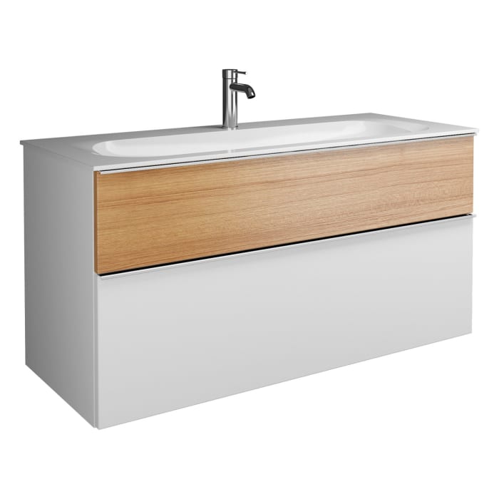 burgbad Fiumo Mineralguss-Waschtisch mit Unterschrank 122 cm, mit 1 Hahnloch, mit Griff G0146