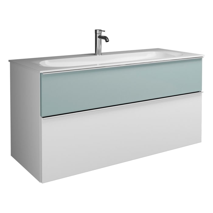 burgbad Fiumo Mineralguss-Waschtisch mit Unterschrank 122 cm, mit 1 Hahnloch, mit Griff G0146