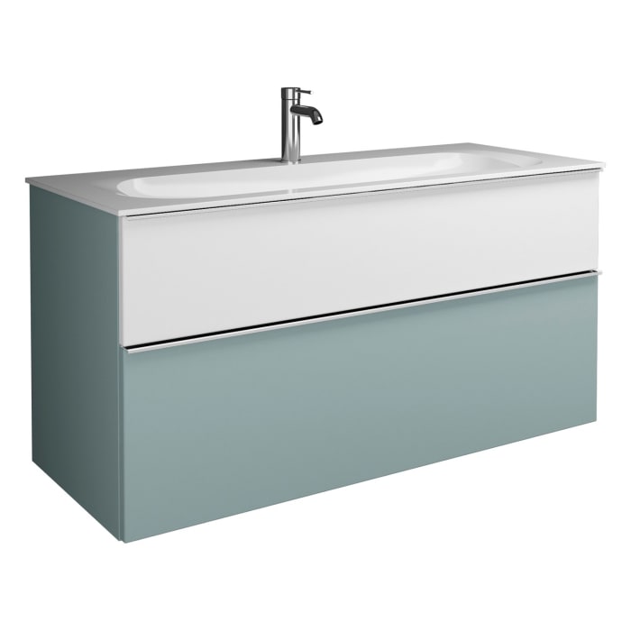 burgbad Fiumo Mineralguss-Waschtisch mit Unterschrank 122 cm, mit 1 Hahnloch, mit Griff G0146