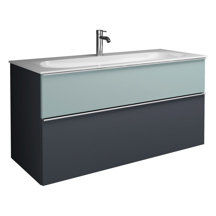 burgbad Fiumo Mineralguss-Waschtisch mit Unterschrank 122 cm, mit 1 Hahnloch, mit Griff G0146