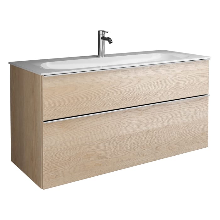 burgbad Fiumo Mineralguss-Waschtisch mit Unterschrank 122 cm, mit 1 Hahnloch, mit Griff G0146