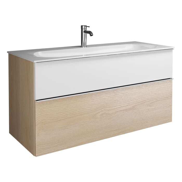 burgbad Fiumo Mineralguss-Waschtisch mit Unterschrank 122 cm, mit 1 Hahnloch, mit Griff G0146