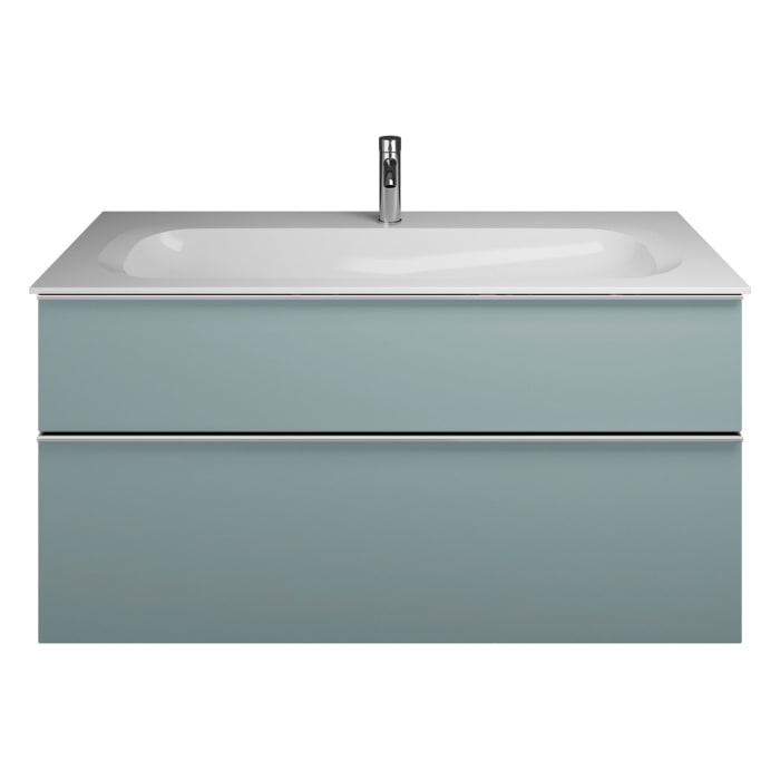 burgbad Fiumo Mineralguss-Waschtisch mit Unterschrank 122 cm, mit 1 Hahnloch, mit Griff G0146