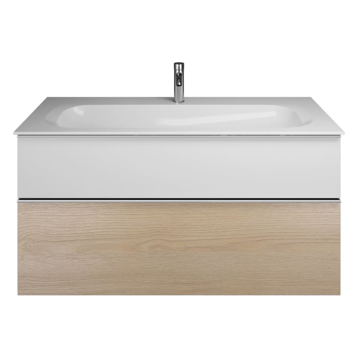 burgbad Fiumo Mineralguss-Waschtisch mit Unterschrank 122 cm, mit 1 Hahnloch, mit Griff G0146