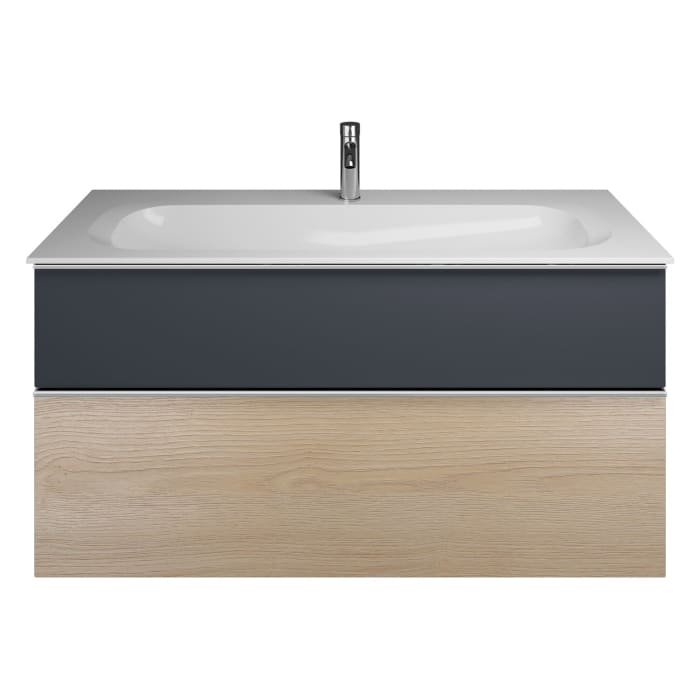 burgbad Fiumo Mineralguss-Waschtisch mit Unterschrank 122 cm, mit 1 Hahnloch, mit Griff G0146