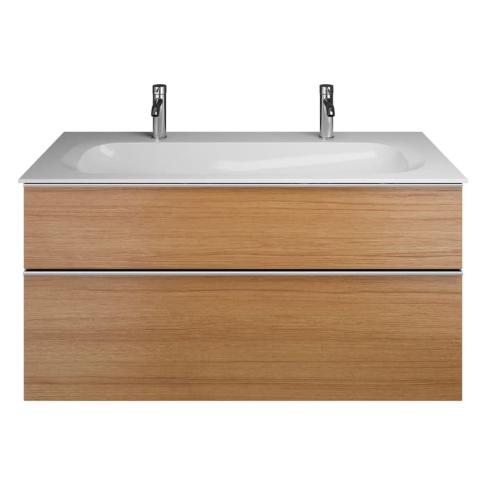 burgbad Fiumo Mineralguss-Waschtisch mit Unterschrank 122 cm, mit 2 Hahnlöcher, mit Griff G0146