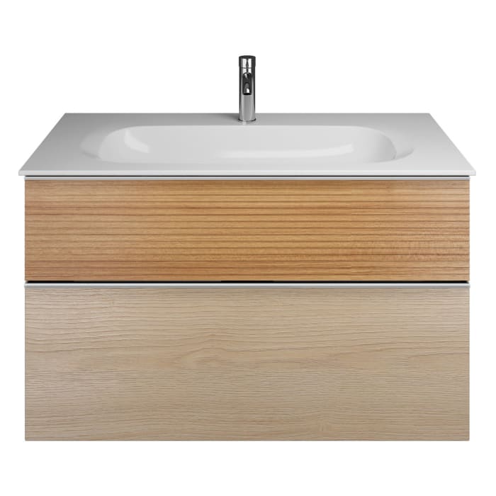 burgbad Fiumo Mineralguss-Waschtisch mit Unterschrank 102 cm, mit Griff G0146, oben mit Plissée-Struktur