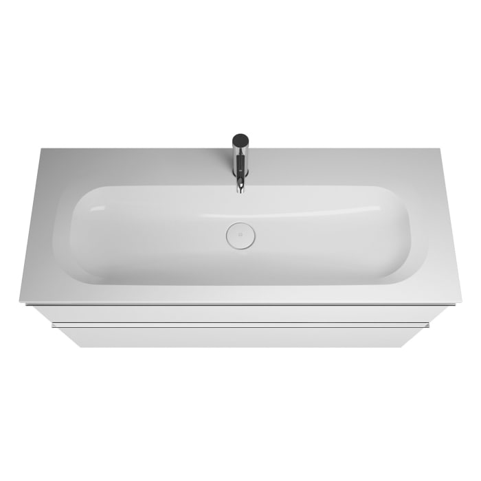 burgbad Fiumo Mineralguss-Waschtisch mit Unterschrank 122 cm, mit 1 Hahnloch, mit Griff G0146