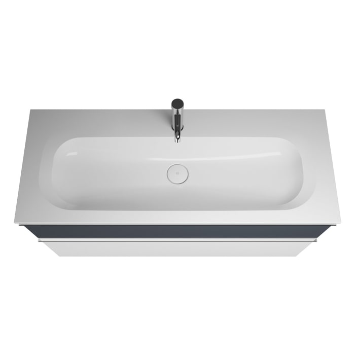 burgbad Fiumo Mineralguss-Waschtisch mit Unterschrank 122 cm, mit 1 Hahnloch, mit Griff G0146