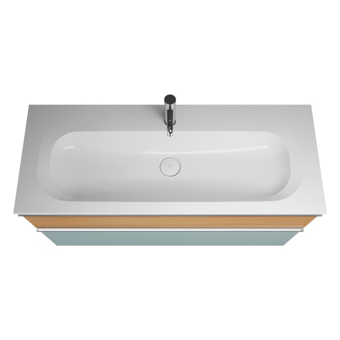 burgbad Fiumo Mineralguss-Waschtisch mit Unterschrank 122 cm, mit 1 Hahnloch, mit Griff G0146