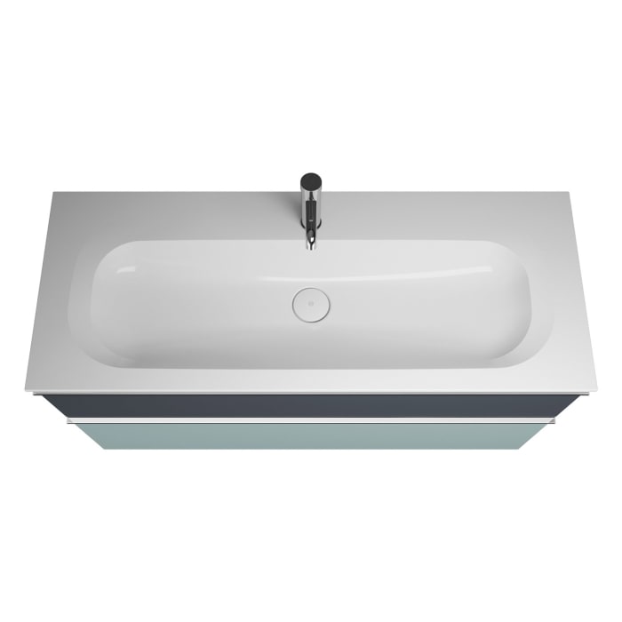 burgbad Fiumo Mineralguss-Waschtisch mit Unterschrank 122 cm, mit 1 Hahnloch, mit Griff G0146