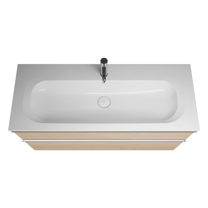 burgbad Fiumo Mineralguss-Waschtisch mit Unterschrank 122 cm, mit 1 Hahnloch, mit Griff G0146