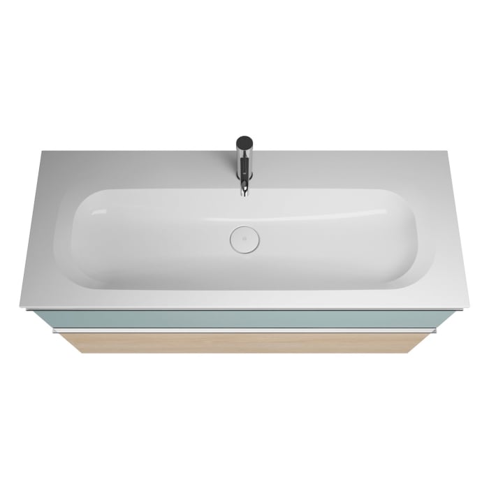 burgbad Fiumo Mineralguss-Waschtisch mit Unterschrank 122 cm, mit 1 Hahnloch, mit Griff G0146