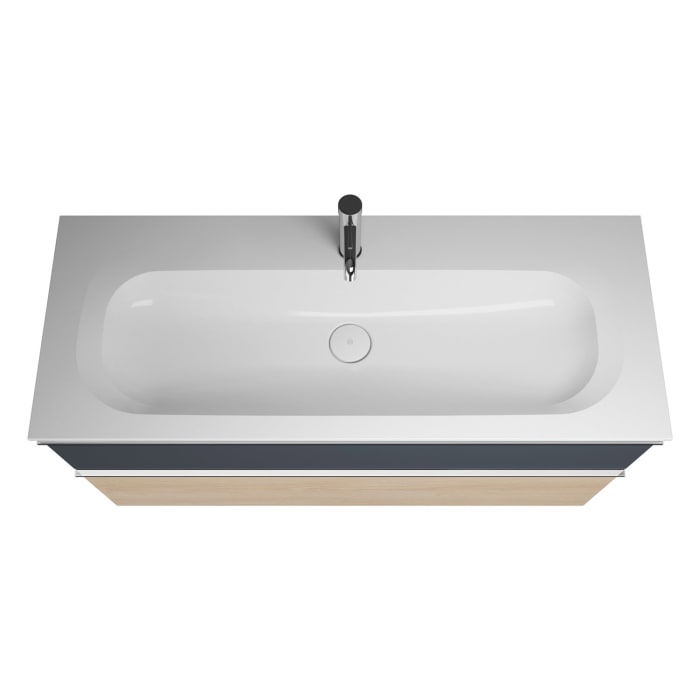 burgbad Fiumo Mineralguss-Waschtisch mit Unterschrank 122 cm, mit 1 Hahnloch, mit Griff G0146